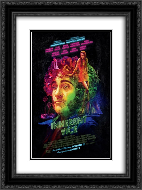 Inherent Vice 18x24 Black Ornate Wood Framed Movie Poster with Double Matting
