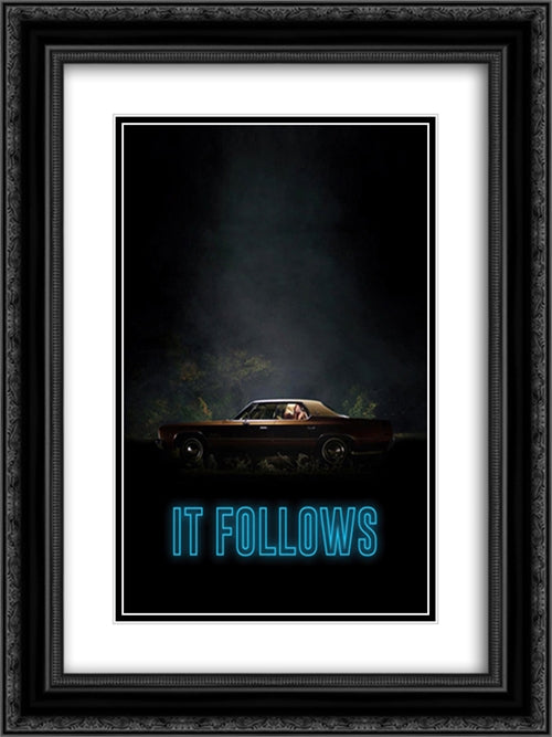 It Follows 18x24 Black Ornate Wood Framed Movie Poster with Double Matting