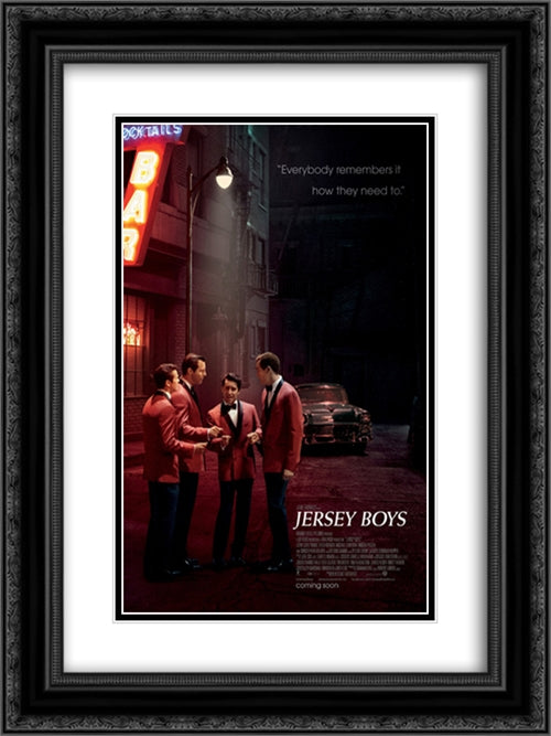 Jersey Boys 18x24 Black Ornate Wood Framed Movie Poster with Double Matting