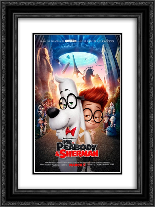Mr. Peabody & Sherman 18x24 Black Ornate Wood Framed Movie Poster with Double Matting
