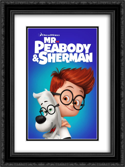 Mr. Peabody & Sherman 18x24 Black Ornate Wood Framed Movie Poster with Double Matting