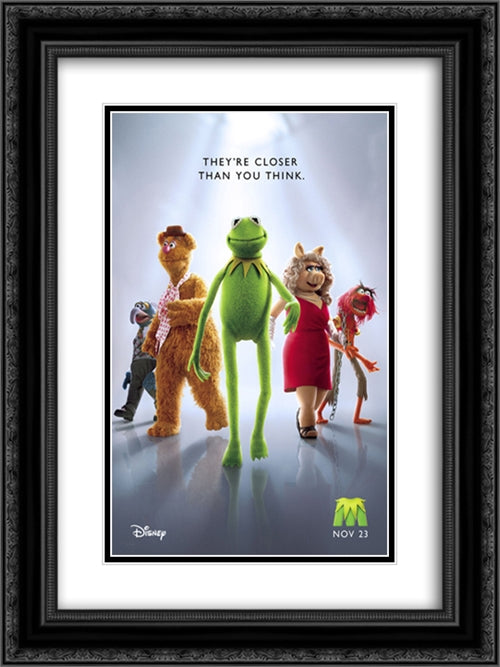 Muppets Most Wanted 18x24 Black Ornate Wood Framed Movie Poster with Double Matting