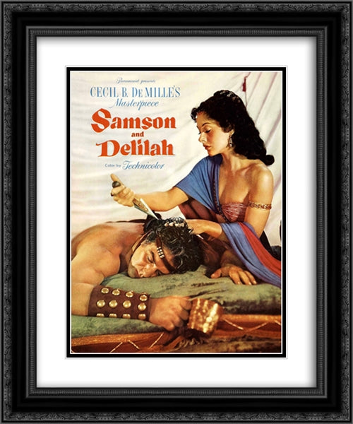 Samson and Delilah 20x24 Black Ornate Wood Framed Movie Poster with Double Matting