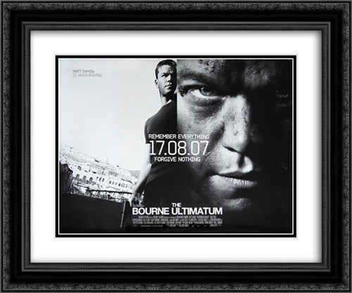 The Bourne Ultimatum 24x20 Black Ornate Wood Framed Movie Poster with Double Matting