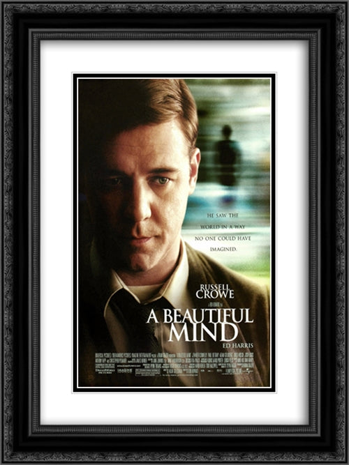 A Beautiful Mind 18x24 Black Ornate Wood Framed Movie Poster with Double Matting