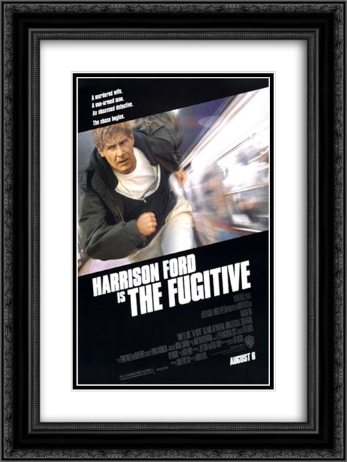 The Fugitive 18x24 Black Ornate Wood Framed Movie Poster with Double Matting