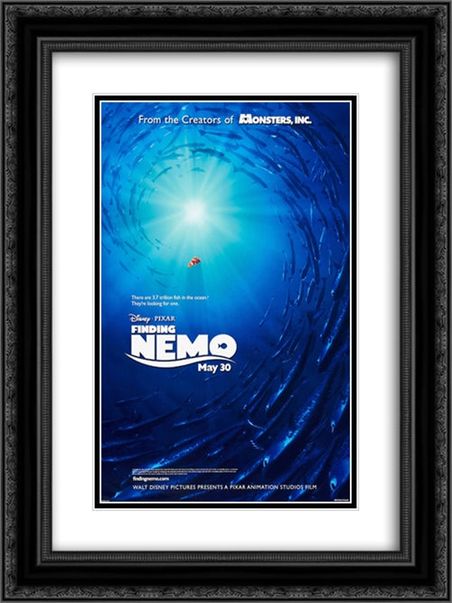 Finding Nemo 18x24 Black Ornate Wood Framed Movie Poster with Double Matting