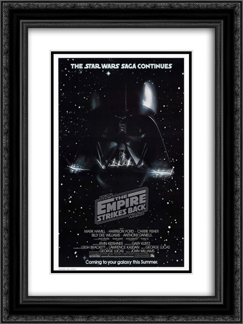 The Empire Strikes Back 18x24 Black Ornate Wood Framed Movie Poster with Double Matting