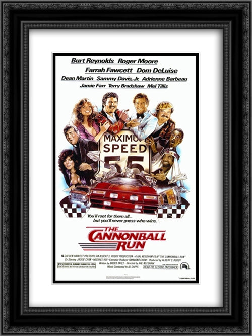 The Cannonball Run 18x24 Black Ornate Wood Framed Movie Poster with Double Matting