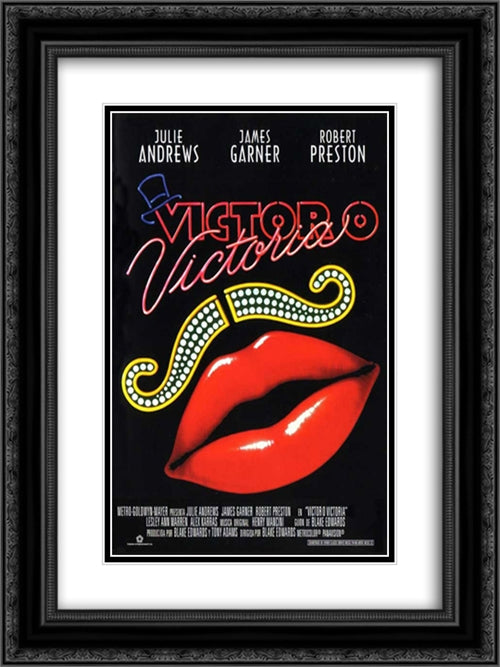 Victor Victoria 18x24 Black Ornate Wood Framed Movie Poster with Double Matting