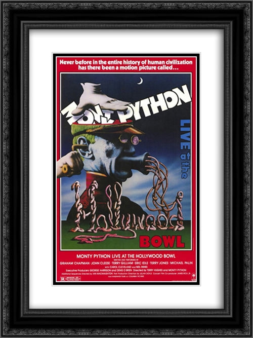 Monty Python Live at the Hollywood Bowl 18x24 Black Ornate Wood Framed Movie Poster with Double Matting