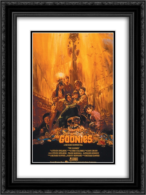 The Goonies 18x24 Black Ornate Wood Framed Movie Poster with Double Matting