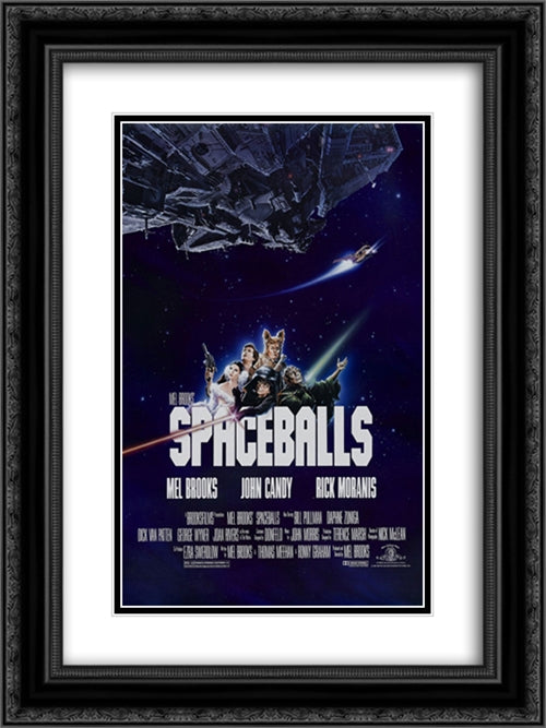 Spaceballs 18x24 Black Ornate Wood Framed Movie Poster with Double Matting