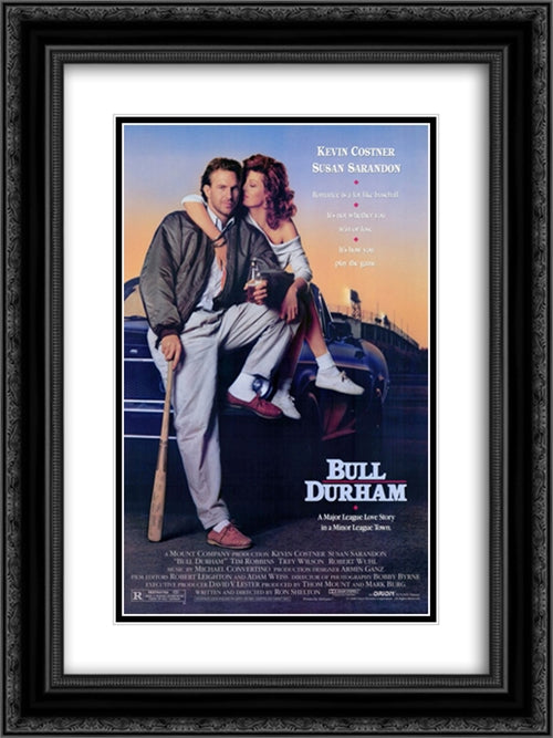 Bull Durham 18x24 Black Ornate Wood Framed Movie Poster with Double Matting