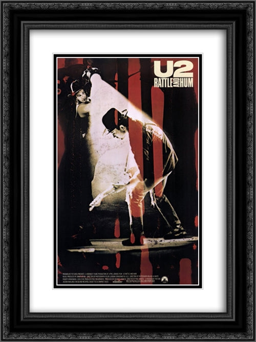 U2 Rattle and Hum 18x24 Black Ornate Wood Framed Movie Poster with Double Matting