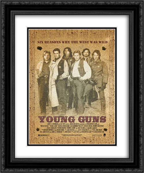 Young Guns 20x24 Black Ornate Wood Framed Movie Poster with Double Matting