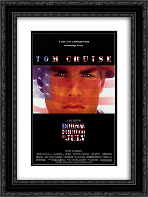Born on the Fourth of July 18x24 Black Ornate Wood Framed Movie Poster with Double Matting