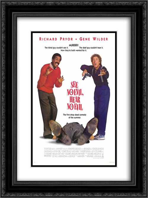 See No Evil, Hear No Evil 18x24 Black Ornate Wood Framed Movie Poster with Double Matting