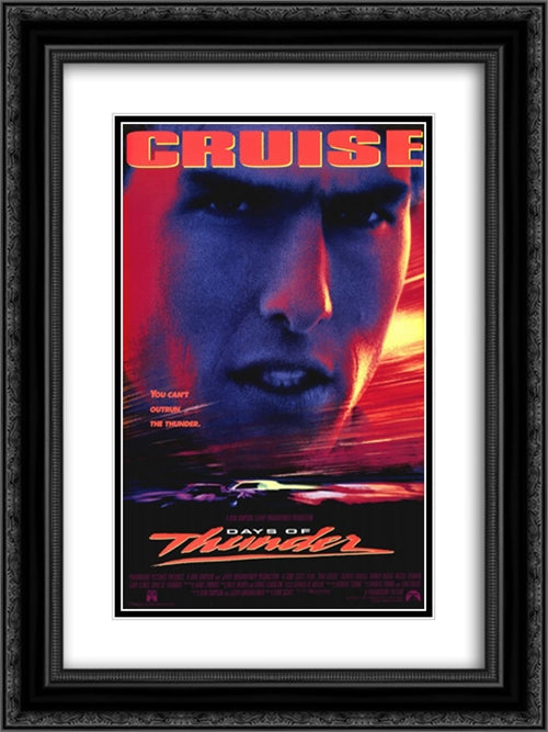 Days of Thunder 18x24 Black Ornate Wood Framed Movie Poster with Double Matting