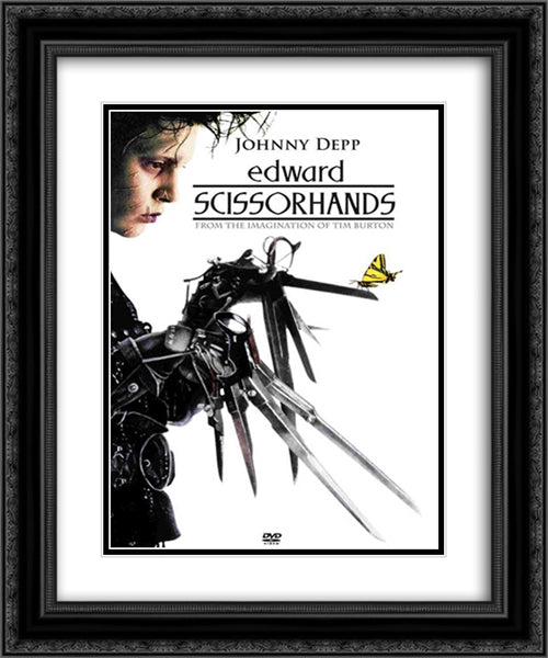 Edward Scissorhands 20x24 Black Ornate Wood Framed Movie Poster with Double Matting
