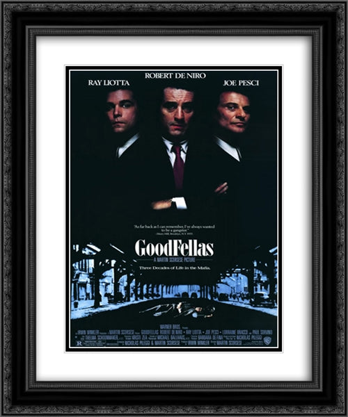 Goodfellas 20x24 Black Ornate Wood Framed Movie Poster with Double Matting