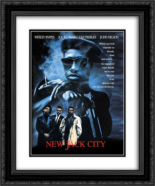 New Jack City 20x24 Black Ornate Wood Framed Movie Poster with Double Matting