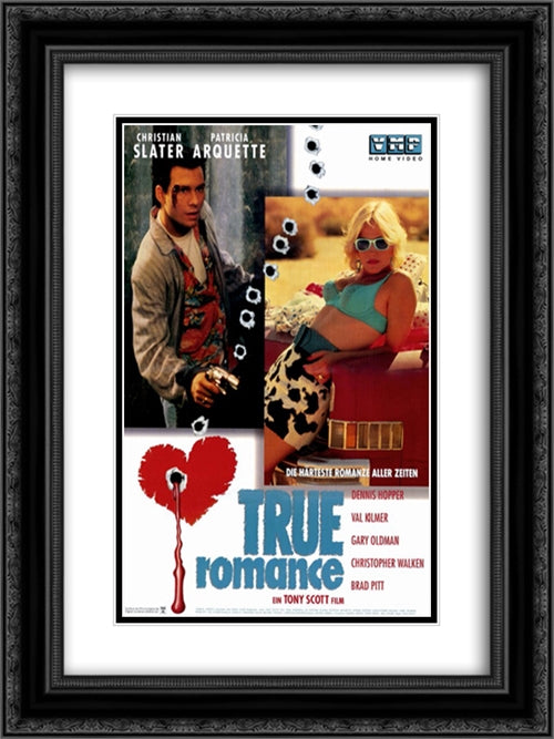 True Romance 18x24 Black Ornate Wood Framed Movie Poster with Double Matting
