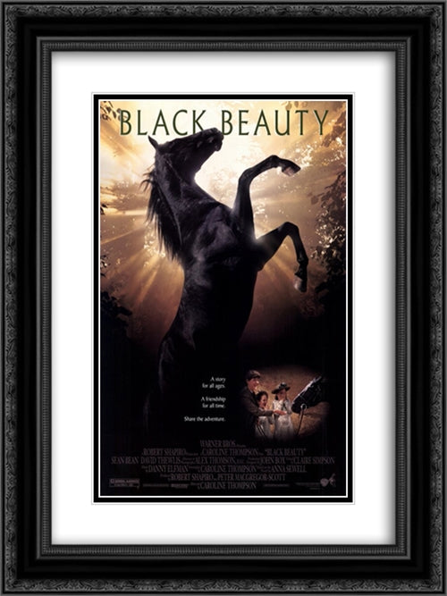 Black Beauty 18x24 Black Ornate Wood Framed Movie Poster with Double Matting