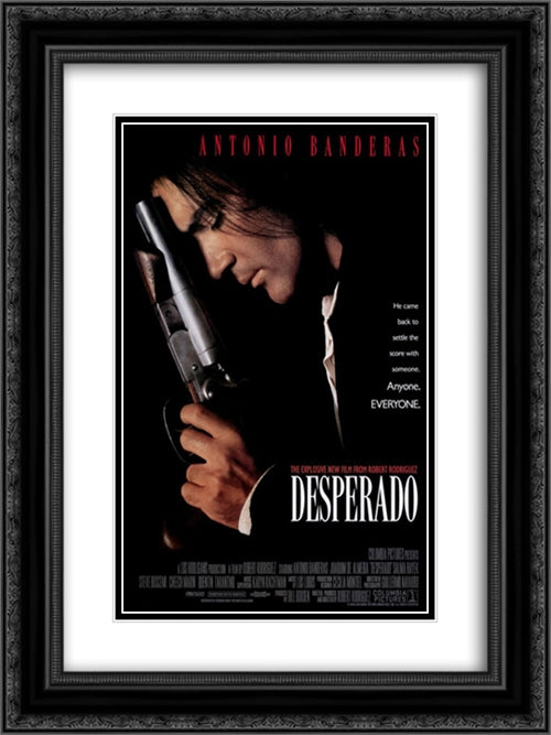 Desperado 18x24 Black Ornate Wood Framed Movie Poster with Double Matting