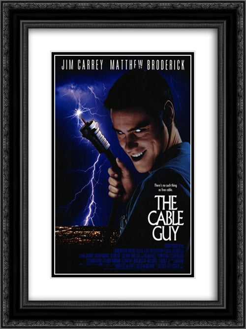 The Cable Guy 18x24 Black Ornate Wood Framed Movie Poster with Double Matting