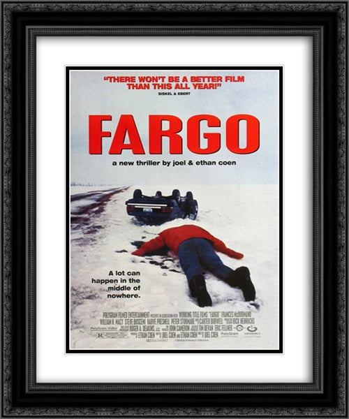 Fargo 20x24 Black Ornate Wood Framed Movie Poster with Double Matting