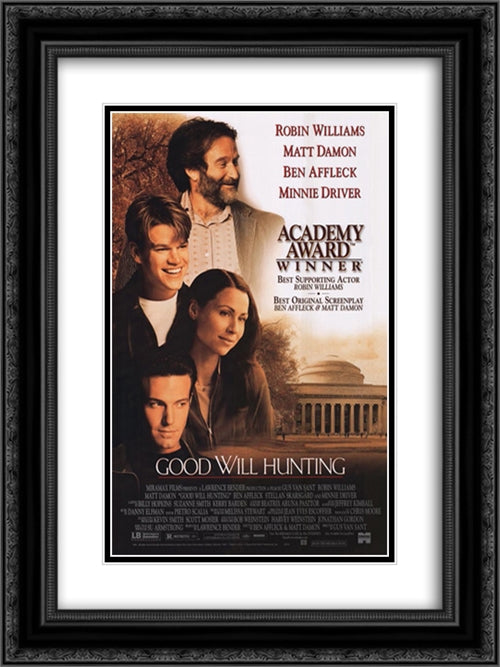 Good Will Hunting 18x24 Black Ornate Wood Framed Movie Poster with Double Matting