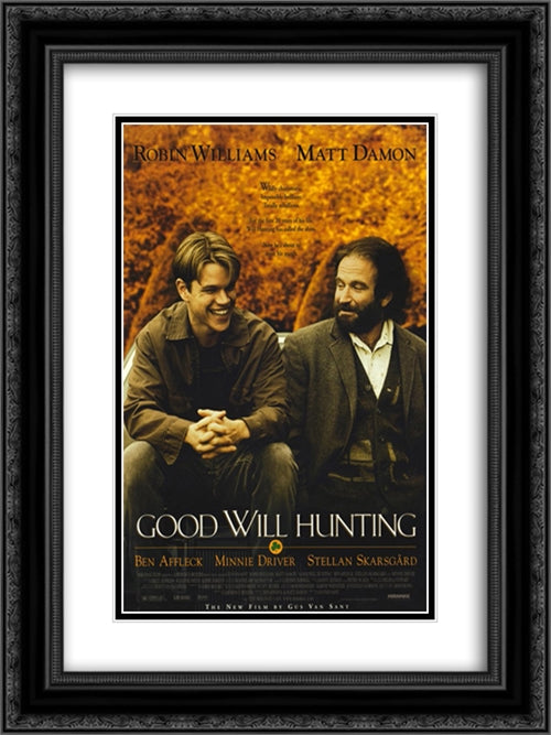 Good Will Hunting 18x24 Black Ornate Wood Framed Movie Poster with Double Matting