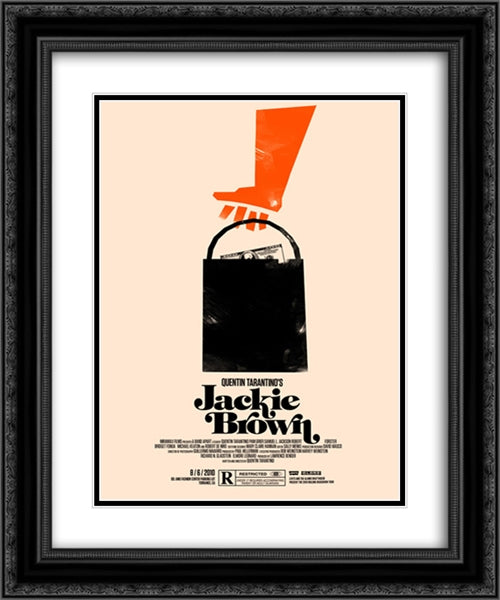 Jackie Brown 20x24 Black Ornate Wood Framed Movie Poster with Double Matting