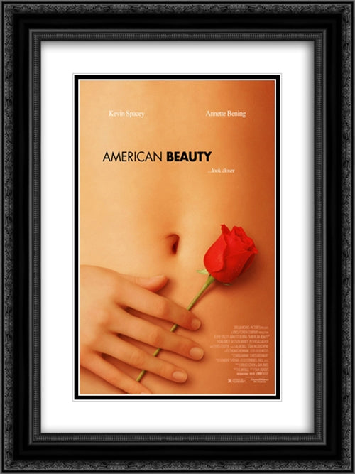 American Beauty 18x24 Black Ornate Wood Framed Movie Poster with Double Matting