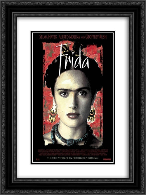 Frida 18x24 Black Ornate Wood Framed Movie Poster with Double Matting