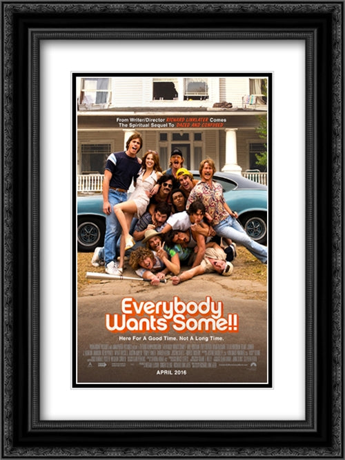 Everybody Wants Some!! 18x24 Black Ornate Wood Framed Movie Poster with Double Matting