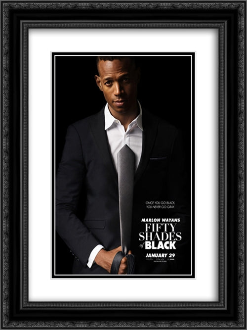 Fifty Shades of Black 18x24 Black Ornate Wood Framed Movie Poster with Double Matting