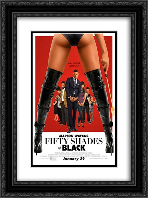 Fifty Shades of Black 18x24 Black Ornate Wood Framed Movie Poster with Double Matting