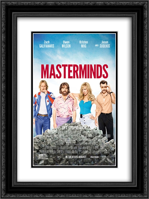 Masterminds 18x24 Black Ornate Wood Framed Movie Poster with Double Matting