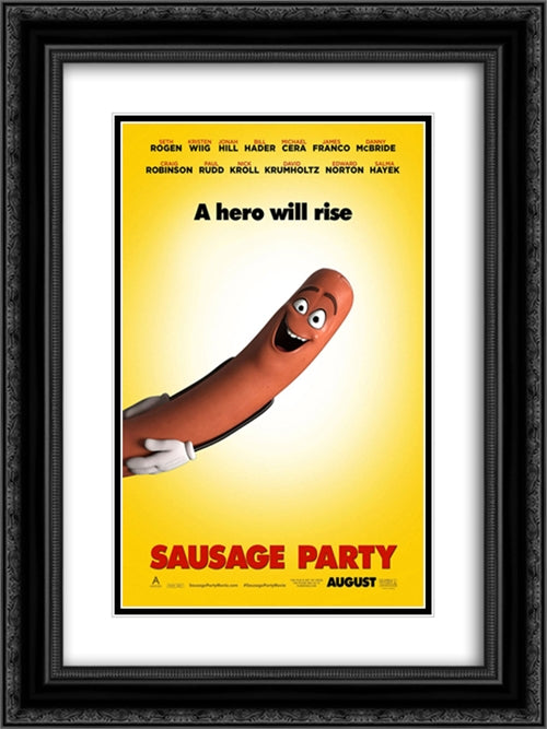 Sausage Party 18x24 Black Ornate Wood Framed Movie Poster with Double Matting