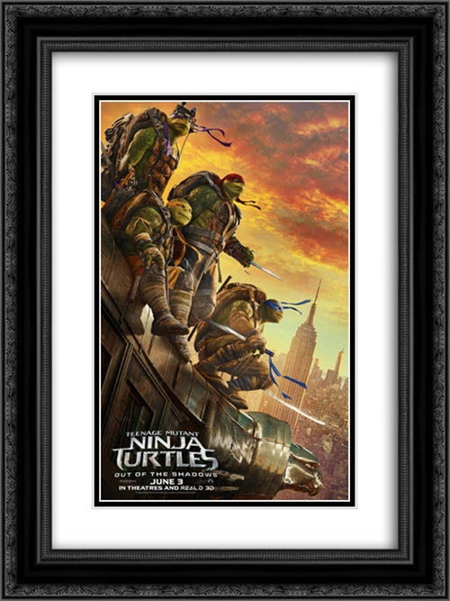 Teenage Mutant Ninja Turtles 18x24 Black Ornate Wood Framed Movie Poster with Double Matting