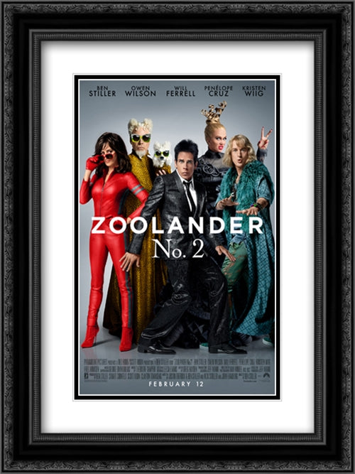Zoolander No. 2 18x24 Black Ornate Wood Framed Movie Poster with Double Matting