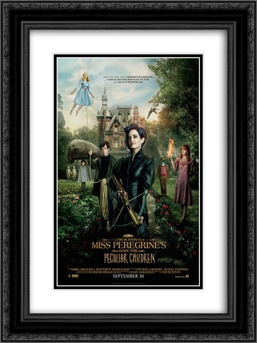 Miss Peregrine's Home for Peculiar Children 18x24 Black Ornate Wood Framed Movie Poster with Double Matting
