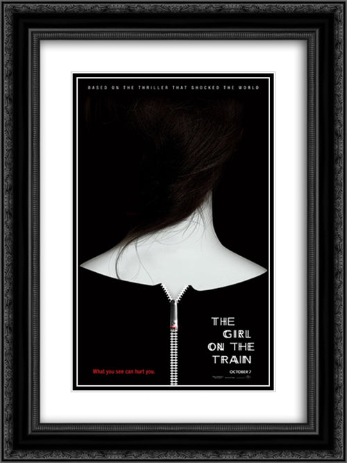 The Girl on the Train 18x24 Black Ornate Wood Framed Movie Poster with Double Matting