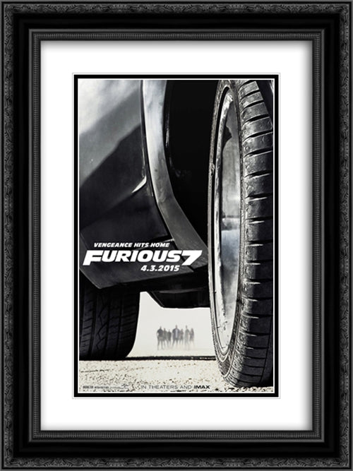 The Fast and the Furious 7 18x24 Black Ornate Wood Framed Movie Poster with Double Matting