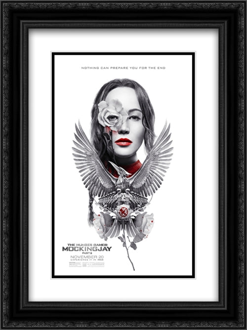 The Hunger Games Mockingjay 18x24 Black Ornate Wood Framed Movie Poster with Double Matting