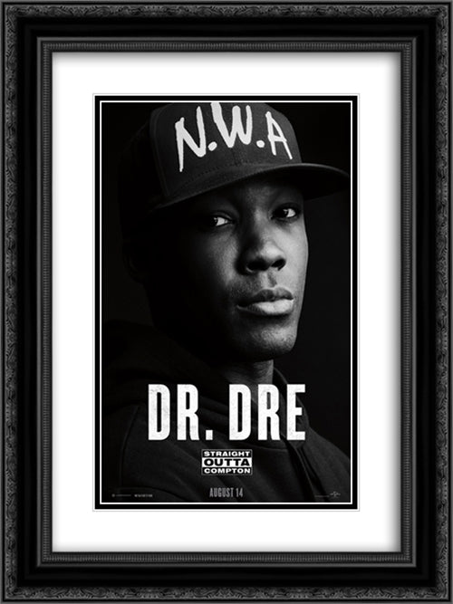 Straight Outta Compton 18x24 Black Ornate Wood Framed Movie Poster with Double Matting