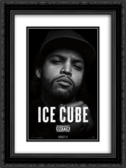 Straight Outta Compton 18x24 Black Ornate Wood Framed Movie Poster with Double Matting
