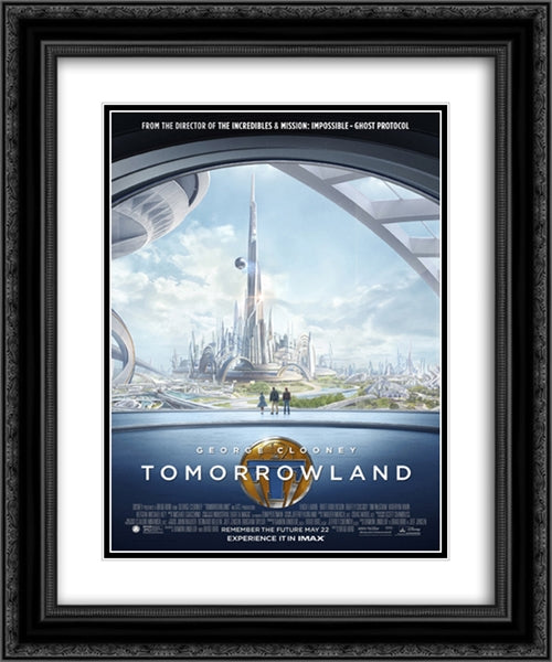Tomorrowland 20x24 Black Ornate Wood Framed Movie Poster with Double Matting